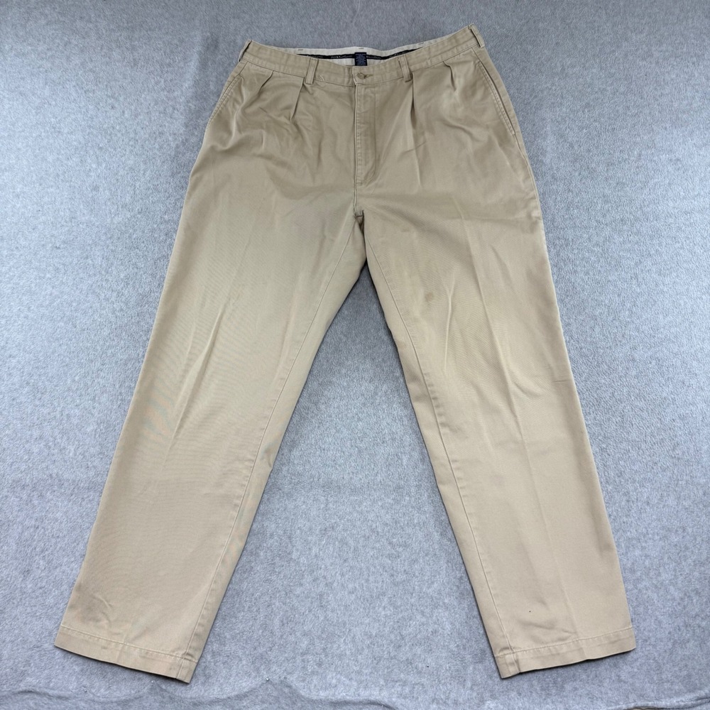 Polo Ralph Lauren Andrew Pant Mens 38x32 Khaki Pleated Chino Cotton Trousers